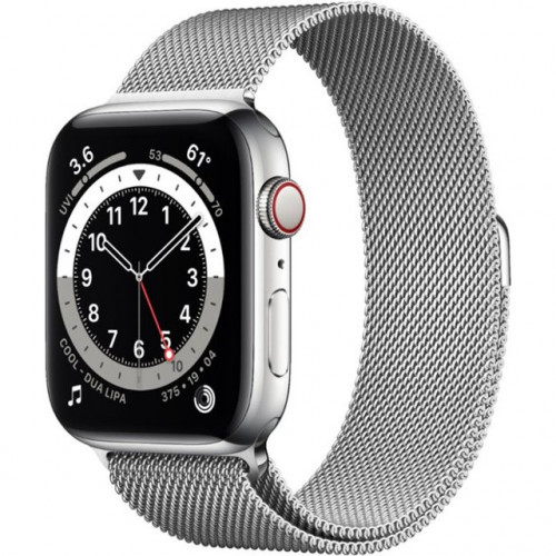 Apple Watch Series 6 GPS + Cellular 44mm Silver Stainless Steel Case w. Silver Milanese L. (M07M3)